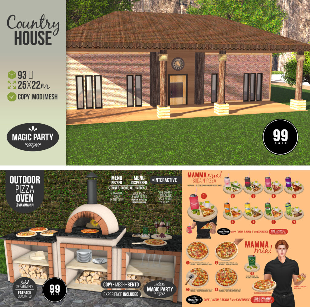 Country House | Outdoor Pizza Oven | Mamma Mia Soda N&#039; Pizza	&lt;a href=&quot;http://maps.secondlife.com/secondlife/Amber%20Cove/180/240/25&quot; target=&quot;_blank&quot;&gt;Teleport&lt;/a&gt;