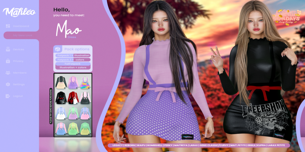 Mao Dress - Erika/GenX/Inithium/Maitreya/Reborn/+mods	&lt;a href=&quot;http://maps.secondlife.com/secondlife/Faerie%20Isle/101/101/1001&quot; target=&quot;_blank&quot;&gt;Teleport&lt;/a&gt;