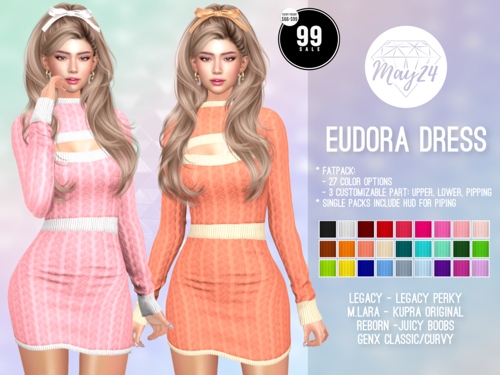 Eudora Dress - GenX/Inithium/Legacy/Maitreya/Reborn/+mods	&lt;a href=&quot;http://maps.secondlife.com/secondlife/Highway%20Star/144/134/23&quot; target=&quot;_blank&quot;&gt;Teleport&lt;/a&gt;