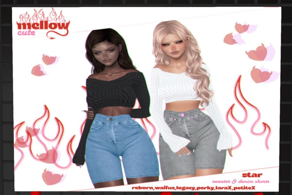 Star Sweater and Denim Shorts - Legacy/MaitreyaX/Reborn/+mods, L$250 each/L$1199 FP