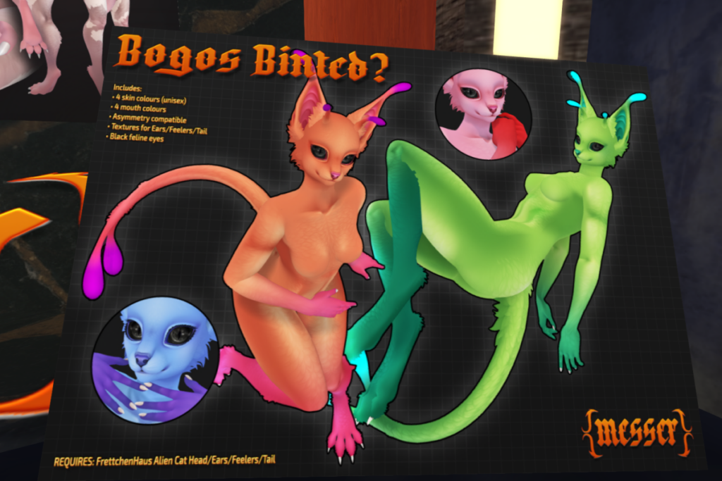 Bogos Binted - FrettenenHause Alien Cat Head, Ears, Feelers, Tail, L$400