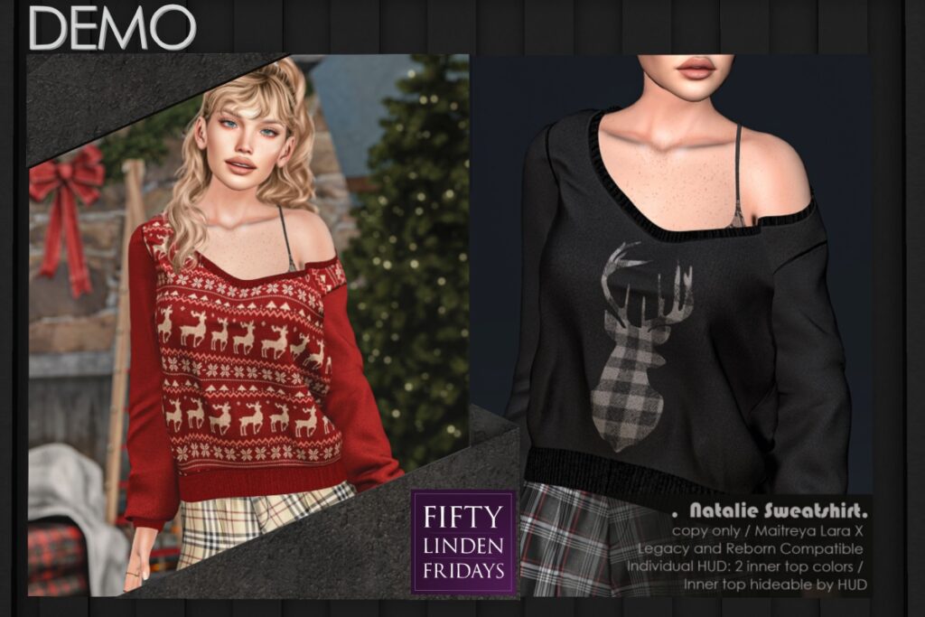 Natalie Sweatshirt - Legacy/MaitreyaX/Reborn	&lt;a href=&quot;http://maps.secondlife.com/secondlife/AM%20corporate/93/77/1526&quot; target=&quot;_blank&quot;&gt;Teleport&lt;/a&gt;