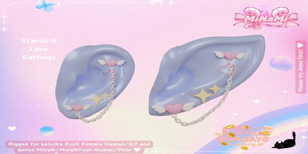 Stardust Love Earrings - EvoX F Human+Elf/Genus Human+Pixie	&lt;a href=&quot;http://maps.secondlife.com/secondlife/Notteterna/160/78/1121&quot; target=&quot;_blank&quot;&gt;Teleport&lt;/a&gt;