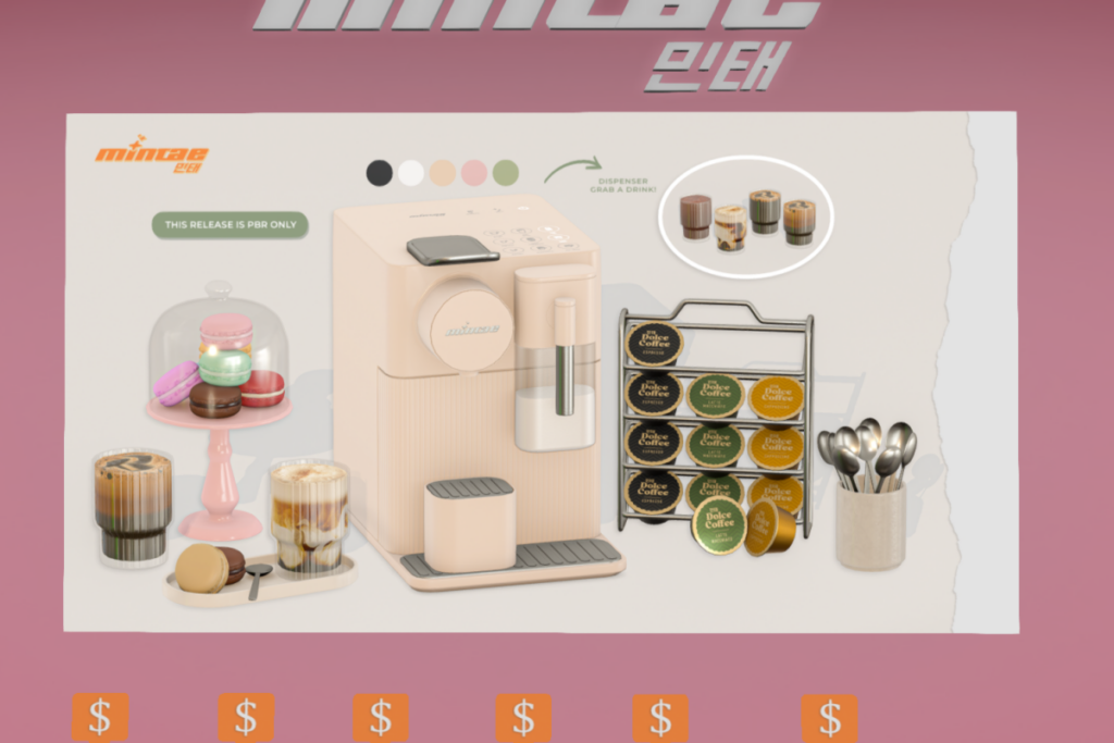 Coffee Machine Dispenser, L$299 each/L$1099 FP | Coffee Decor, L$299