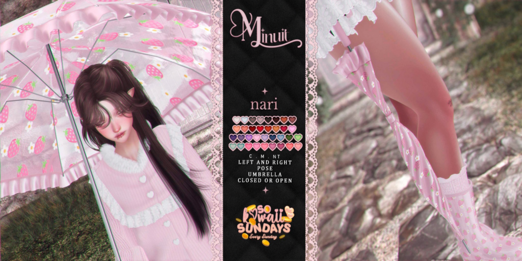 Nari Parasol Holdable	&lt;a href=&quot;http://maps.secondlife.com/secondlife/Tomoeda/212/204/2063&quot; target=&quot;_blank&quot;&gt;Teleport&lt;/a&gt;