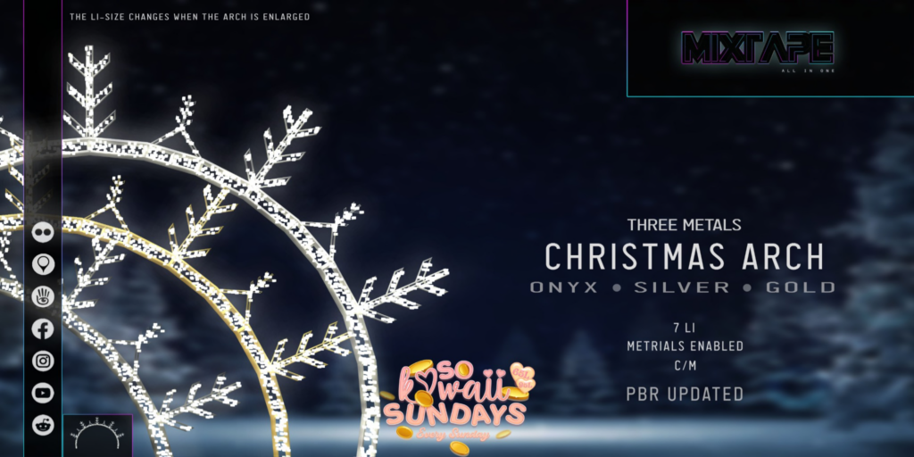 Christmas Arch Decor	&lt;a href=&quot;http://maps.secondlife.com/secondlife/Lovely%20Day/93/199/22&quot; target=&quot;_blank&quot;&gt;Teleport&lt;/a&gt;