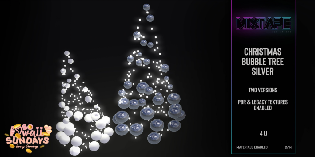 Christmas Bubble Tree	&lt;a href=&quot;http://maps.secondlife.com/secondlife/Lovely%20Day/68/205/44&quot; target=&quot;_blank&quot;&gt;Teleport&lt;/a&gt;