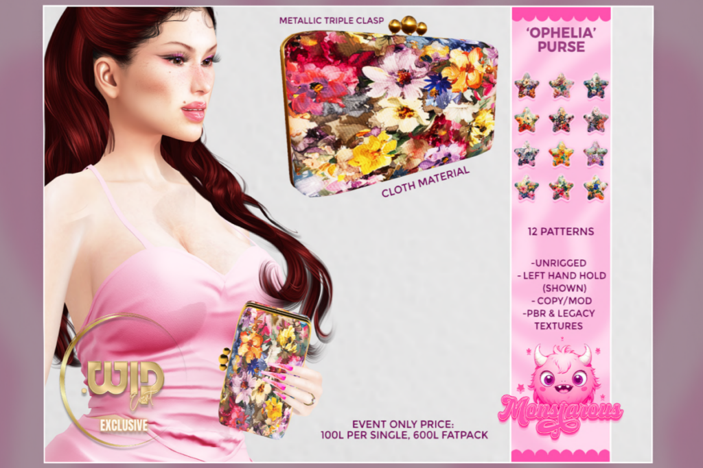 Ophelia Purse Holdable Accessory, L$95 each/L$540 FP