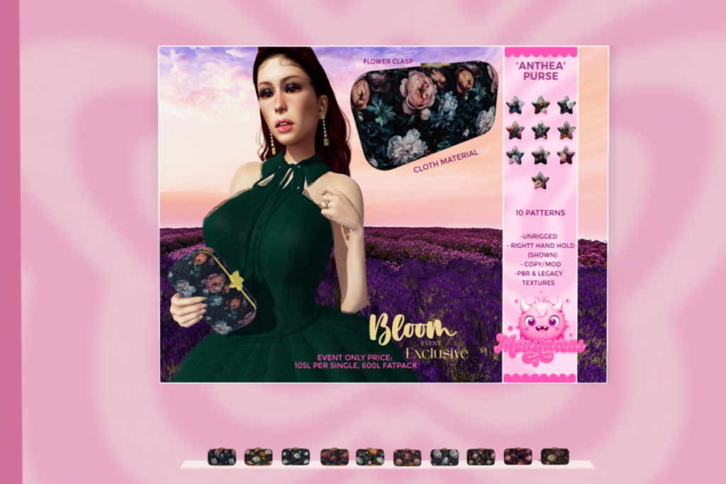 Anthea Purse, L$95 each/L$540 Fatpack