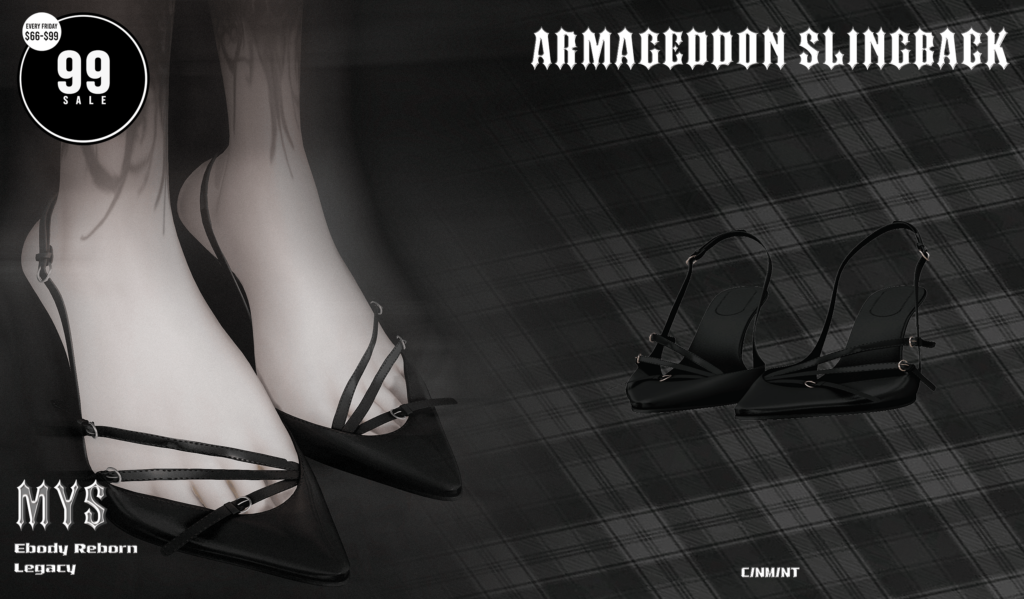 Armageddon Slingback - Legacy/Reborn	&lt;a href=&quot;http://maps.secondlife.com/secondlife/Phoenix%20Paradise/74/94/1580&quot; target=&quot;_blank&quot;&gt;Teleport&lt;/a&gt;