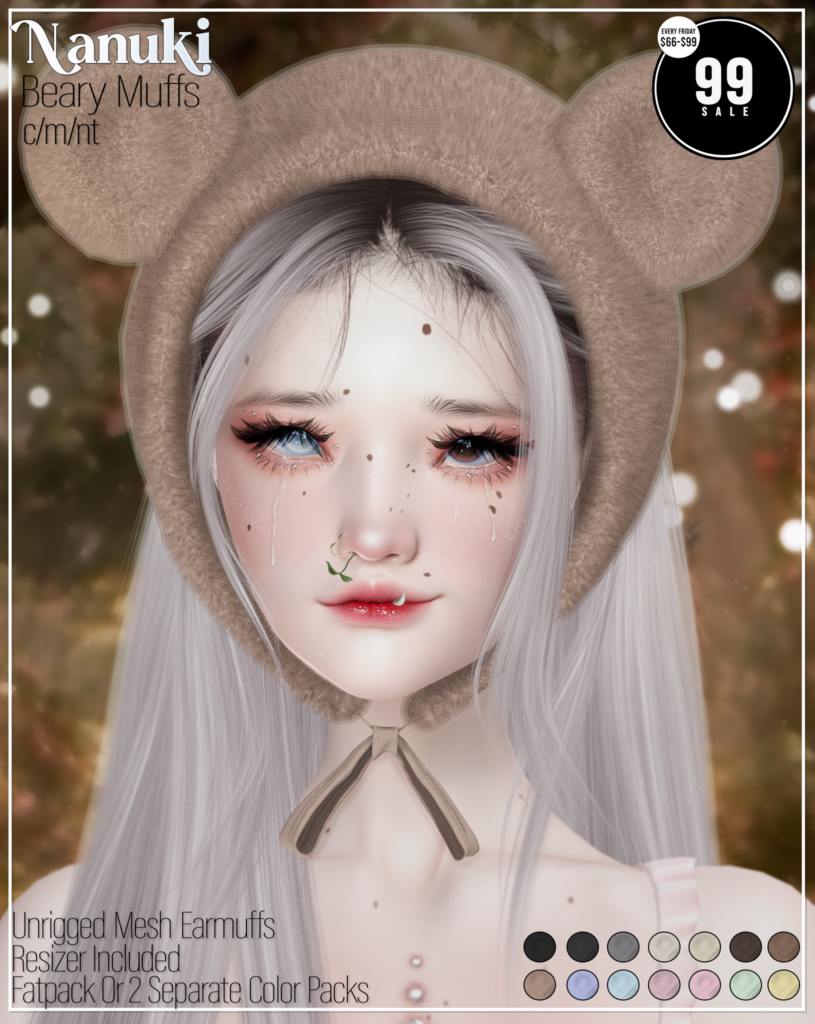 Beary Muffs Accessory	<a href="http://maps.secondlife.com/secondlife/Daisy/95/148/1401" target="_blank">Teleport</a>