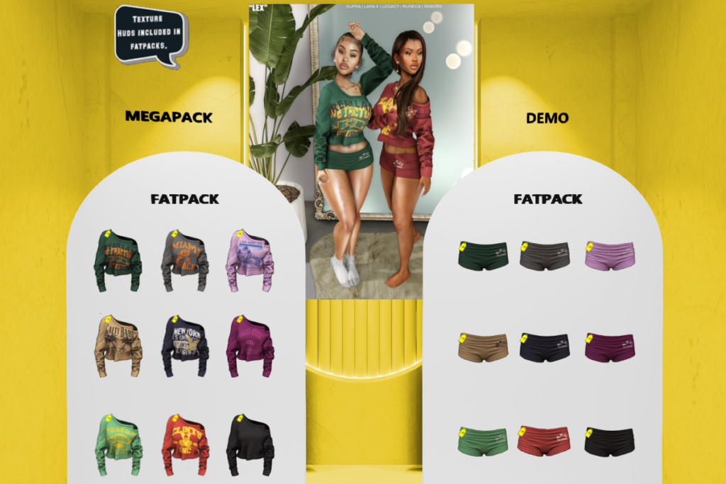 Lex Top &amp; Shorts - Inithium/Legacy/MaitreyaX/Reborn/Yentements, L$299-L$349 each/L$1199-L$1299 each FP/L$1999 MP