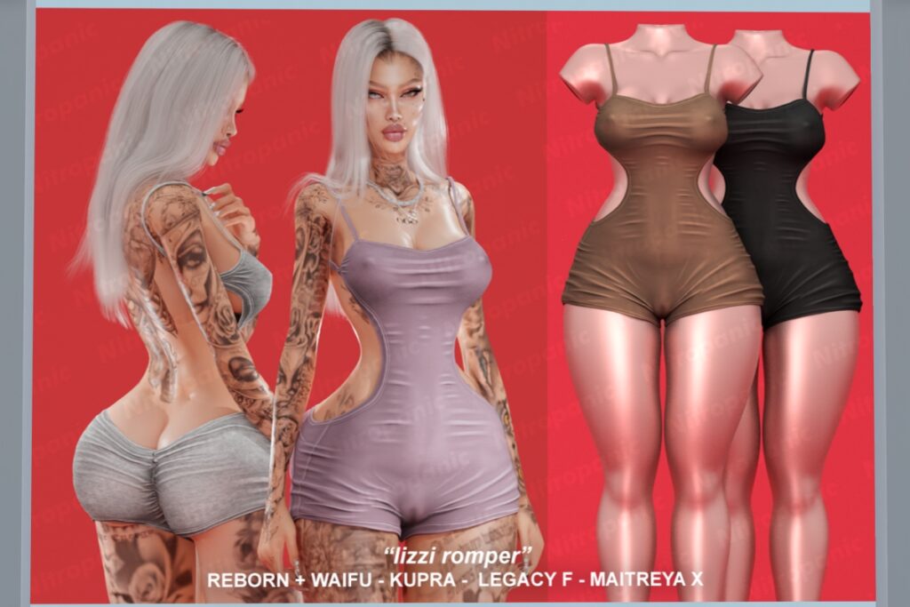 Lizzi Romper - Inithium/Legacy/MaitreyaX/Reborn/+mods, L$199 each/L$649 FP