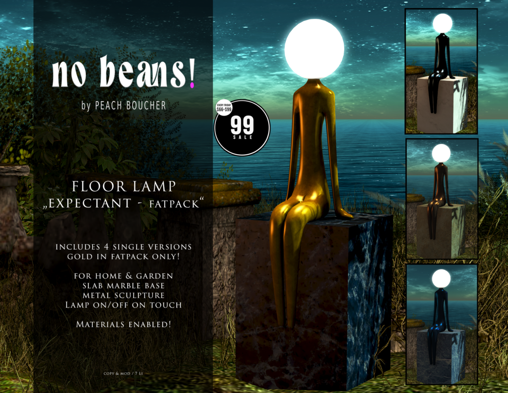 Floor Lamp Expectant Decor	&lt;a href=&quot;http://maps.secondlife.com/secondlife/Ethereal%20Shores/29/176/3002&quot; target=&quot;_blank&quot;&gt;Teleport&lt;/a&gt;