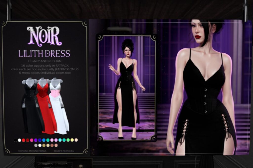 Lilith Dress - Legacy/Reborn, L$350 each/L$1599 FP