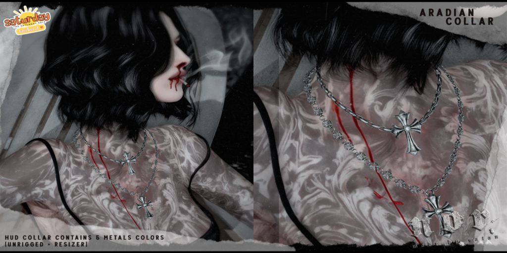 Aradian Collar Necklace	&lt;a href=&quot;http://maps.secondlife.com/secondlife/Lockheart/170/63/3002&quot; target=&quot;_blank&quot;&gt;Teleport&lt;/a&gt;