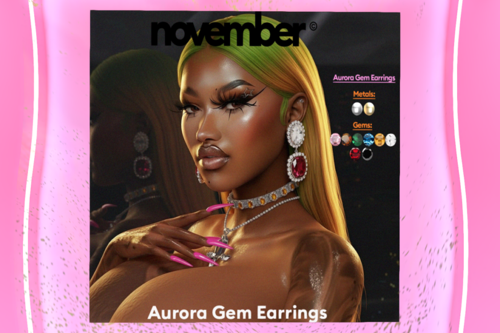 Aurora Gem Earrings, L$299 each/L$499 FP
