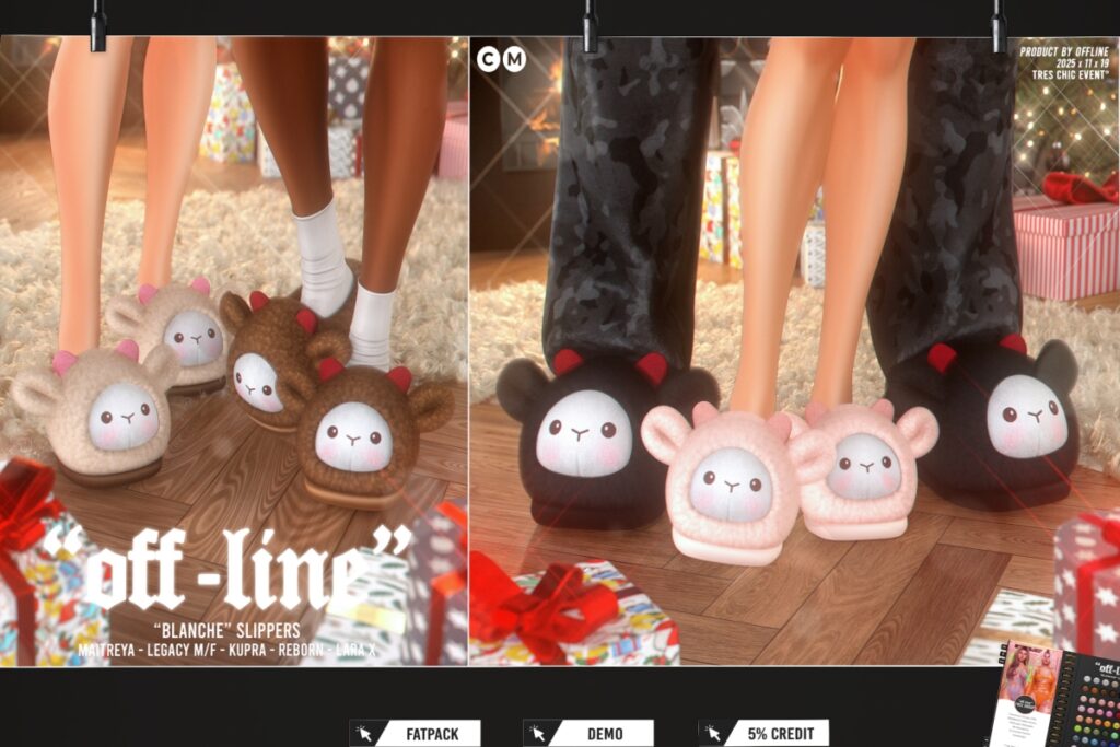 Blanche Slippers - Inithium/Legacy M+F/Maitreya/Reborn/+mods, L$289 each/L$1399 FP