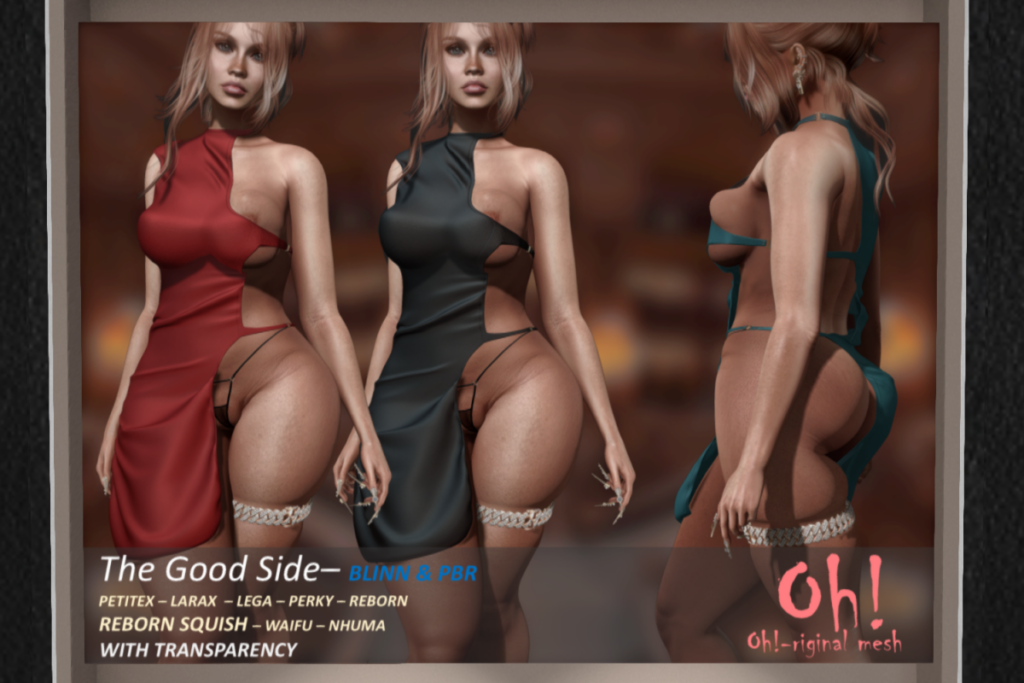 The Good Side Dress - Legacy/MaitreyaX/Nhumana/Reborn/+mods, L$699 each/L$1999 FP