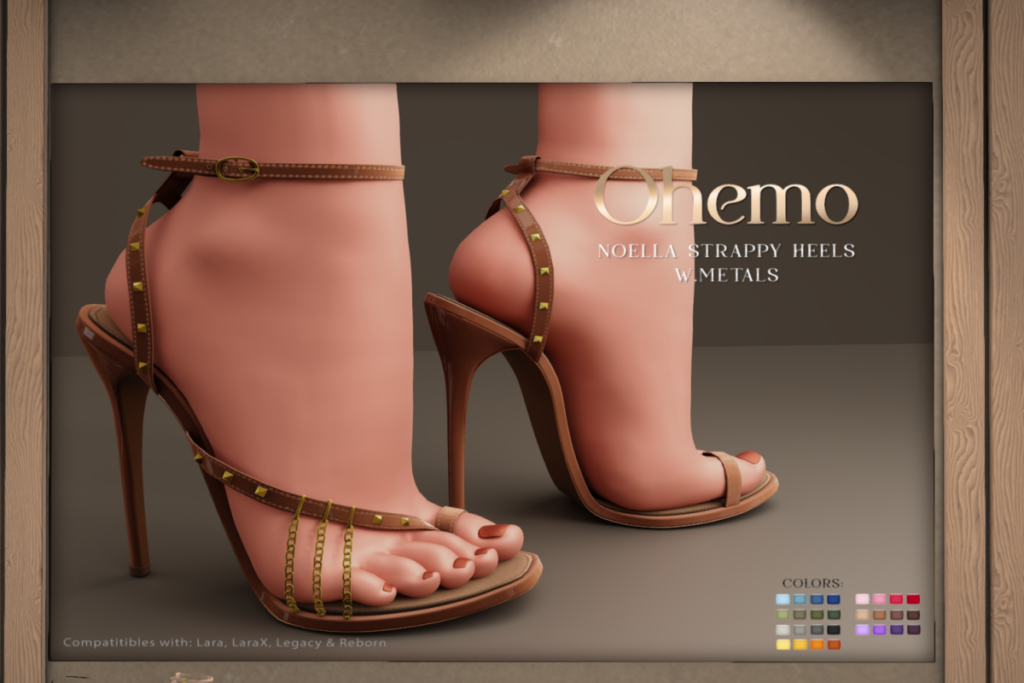 Noella Strappy Heels  - Legacy/Maitreya/Reborn/+mods, L$299 each/L$999 FP