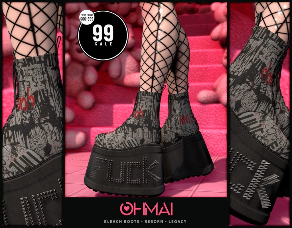 Bleach Boots - Legacy/Reborn	&lt;a href=&quot;https://maps.secondlife.com/secondlife/The%20Valley/226/158/1339&quot; target=&quot;_blank&quot;&gt;Teleport&lt;/a&gt;