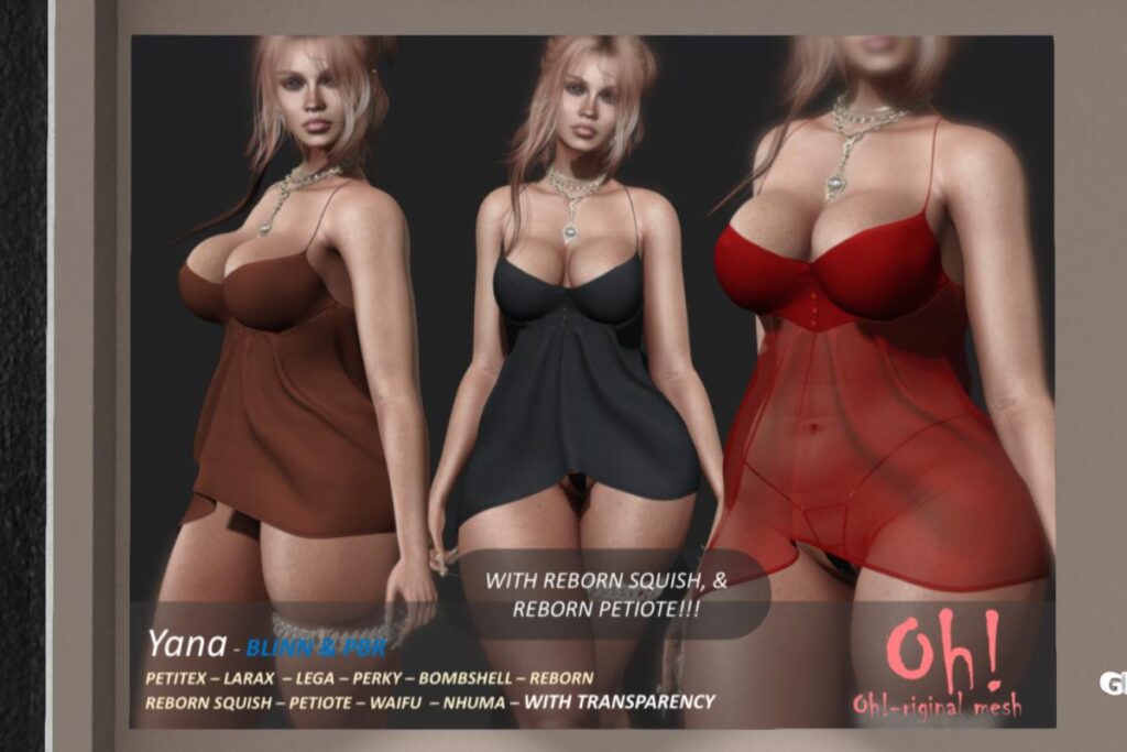 Yana Dress - Legacy/MaitreyaX/Nhumana/Reborn/+mods, L$699 each/L$1999 FP