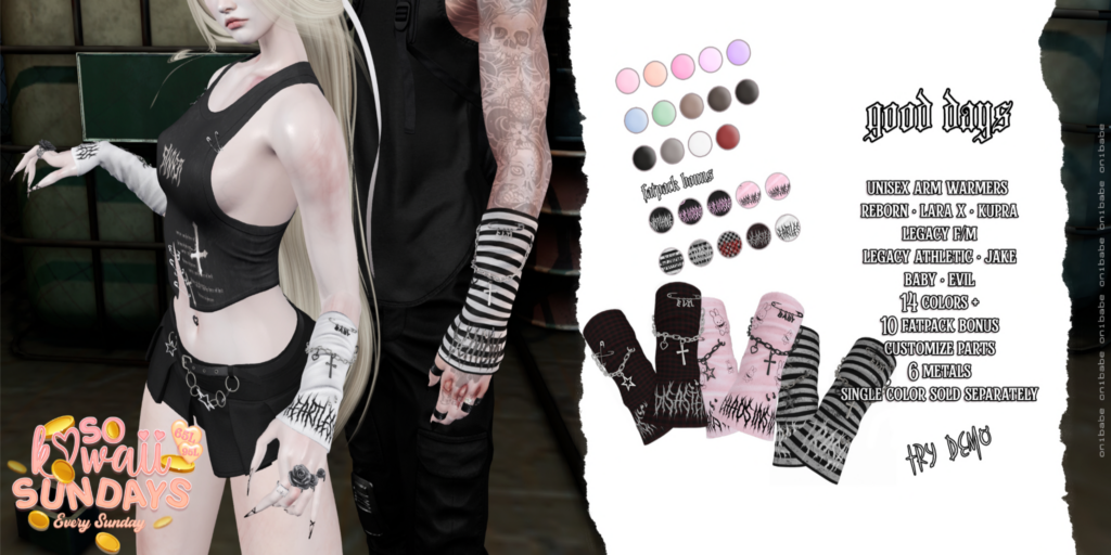 Good Days Arm Warmers - Inithium/Jake/Legacy M+F/MaitreyaX/Reborn/+mods	&lt;a href=&quot;https://maps.secondlife.com/secondlife/Demon/239/92/25&quot; target=&quot;_blank&quot;&gt;Teleport&lt;/a&gt;