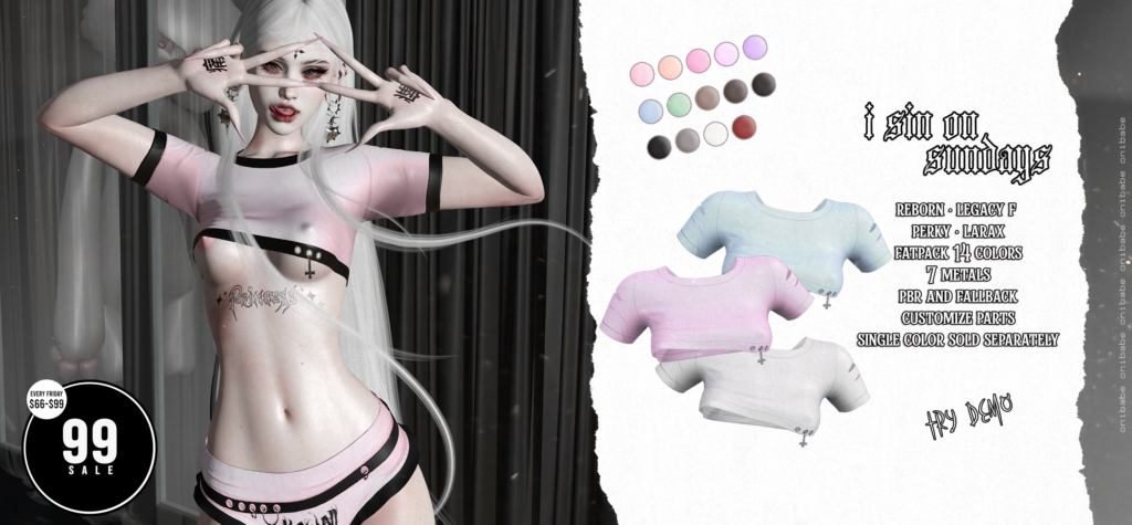I Sin On Sundays - Legacy/MaitreyaX/Reborn/+mods	&lt;a href=&quot;https://maps.secondlife.com/secondlife/Demon/239/92/25&quot; target=&quot;_blank&quot;&gt;Teleport&lt;/a&gt;