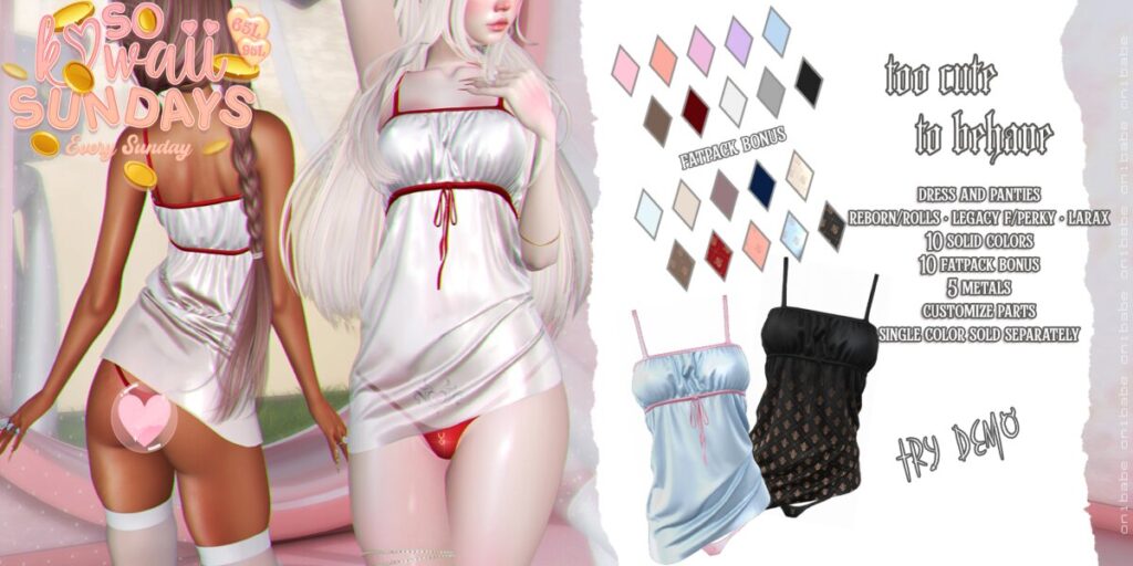 Too Cute To Behave Outfit - Legacy/MaitreyaX/Reborn/+mods	&lt;a href=&quot;https://maps.secondlife.com/secondlife/Demon/239/92/25&quot; target=&quot;_blank&quot;&gt;Teleport&lt;/a&gt;
