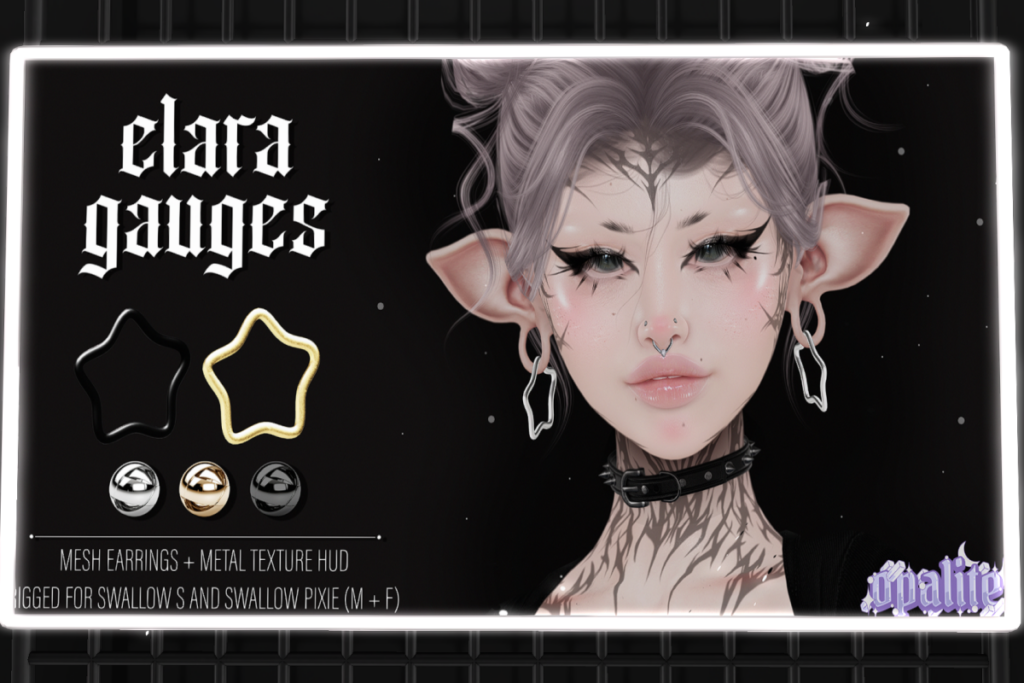 Elara Gauges - Swallow Gauged Pixie &amp; S F+M Ears, L$349