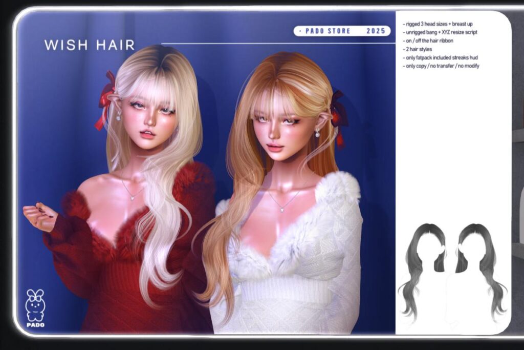 Wish Hair, L$295 each/L$645 FP