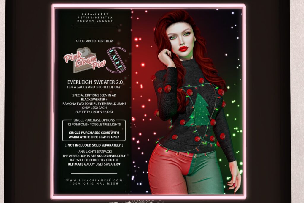 Everleigh Sweater 2.0 - Legacy/Maitreya/Reborn/+mods	&lt;a href=&quot;http://maps.secondlife.com/secondlife/Pink%20Cream%20Pie/122/163/24&quot; target=&quot;_blank&quot;&gt;Teleport&lt;/a&gt;