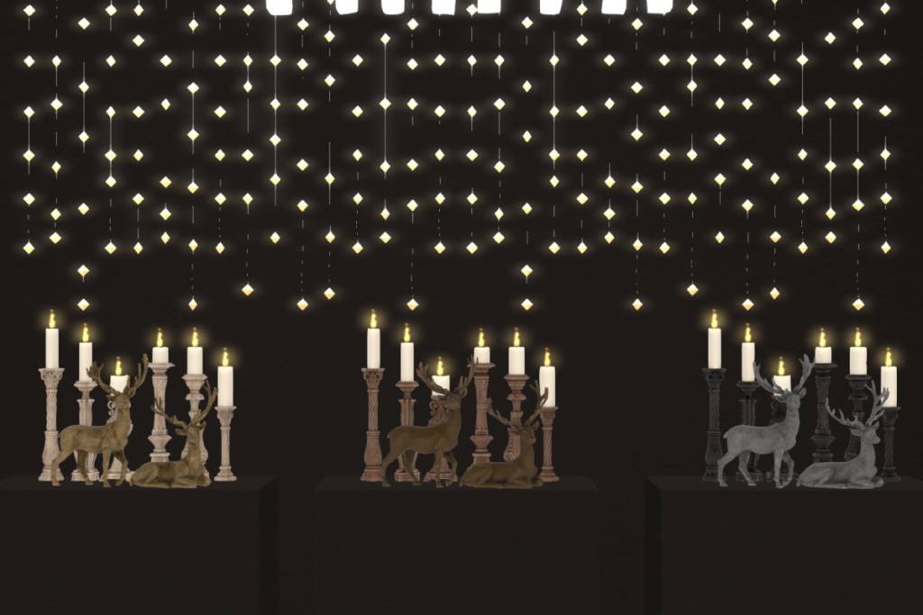 Forestdrift Candles &amp; Deer Ornaments, L$170-L$190 each/L$490 FP