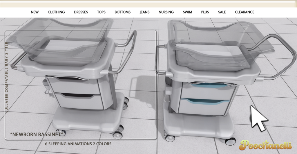 Newborn Bassinet	&lt;a href=&quot;http://maps.secondlife.com/secondlife/Cloud/156/147/3939&quot; target=&quot;_blank&quot;&gt;Teleport&lt;/a&gt;