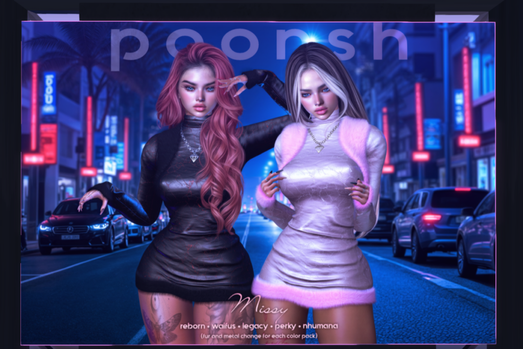 Missy Dress - Legacy/MaitreyaX/Nhumana/Reborn/+mods, L$320 each/L$1400 FP