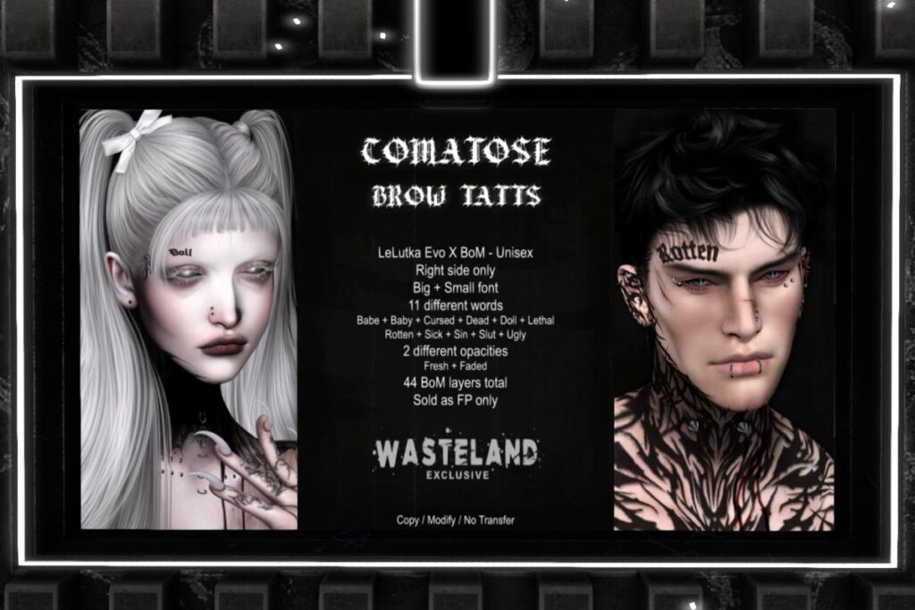 Comatose Brow Tatts - EvoX, L$225
