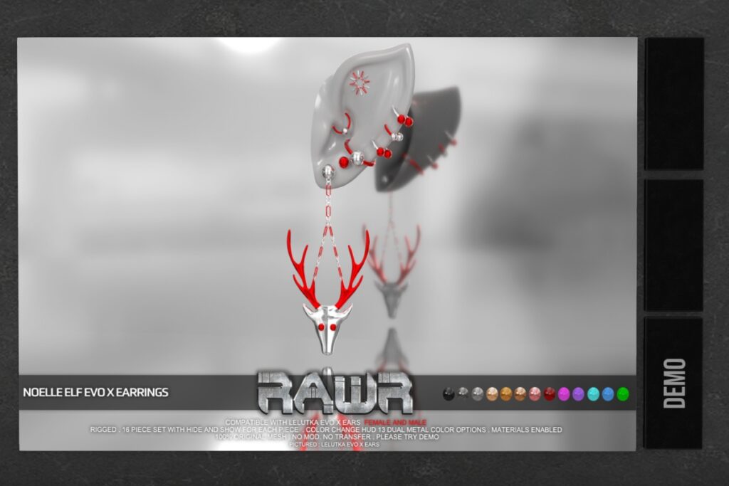 Noelle Elf Earrings - EvoX M+F Elf	&lt;a href=&quot;http://maps.secondlife.com/secondlife/RAWR/68/136/21&quot; target=&quot;_blank&quot;&gt;Teleport&lt;/a&gt;