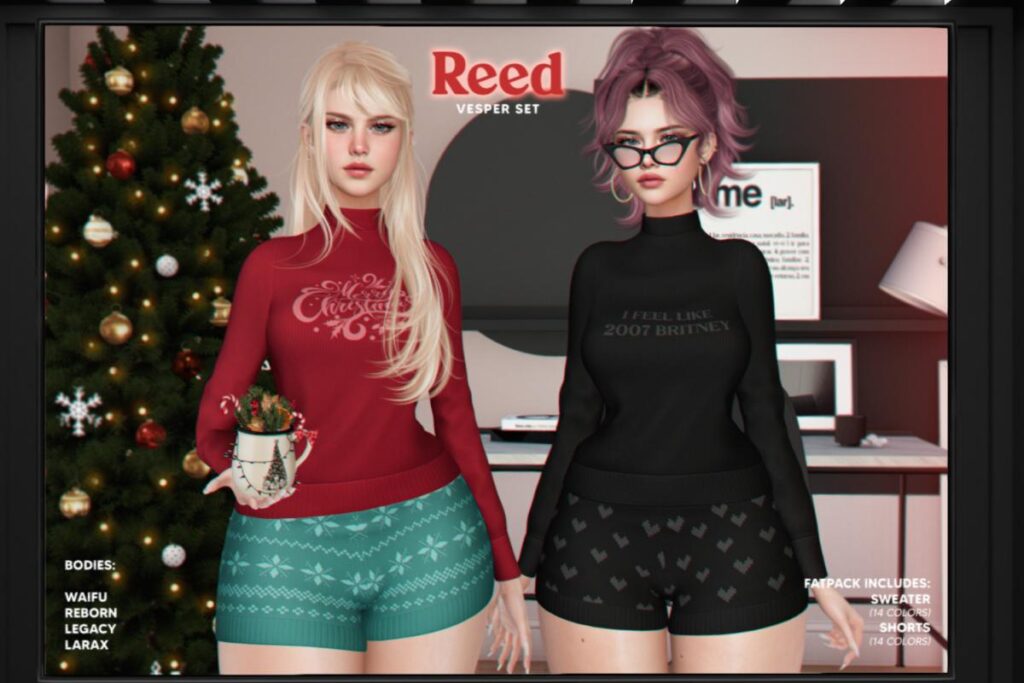 Vesper Sweater and Shorts - Legacy/MaitreyaX/Reborn/+mods, L$259 each/L$1299 FP