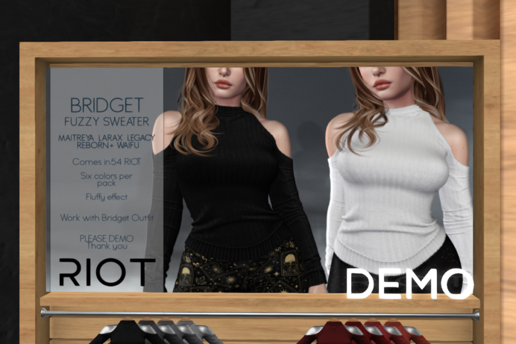 Bridget Fuzzy Sweater - Legacy/MaitreyaX/Reborn/+mods, L$250 each/L$1299 FP