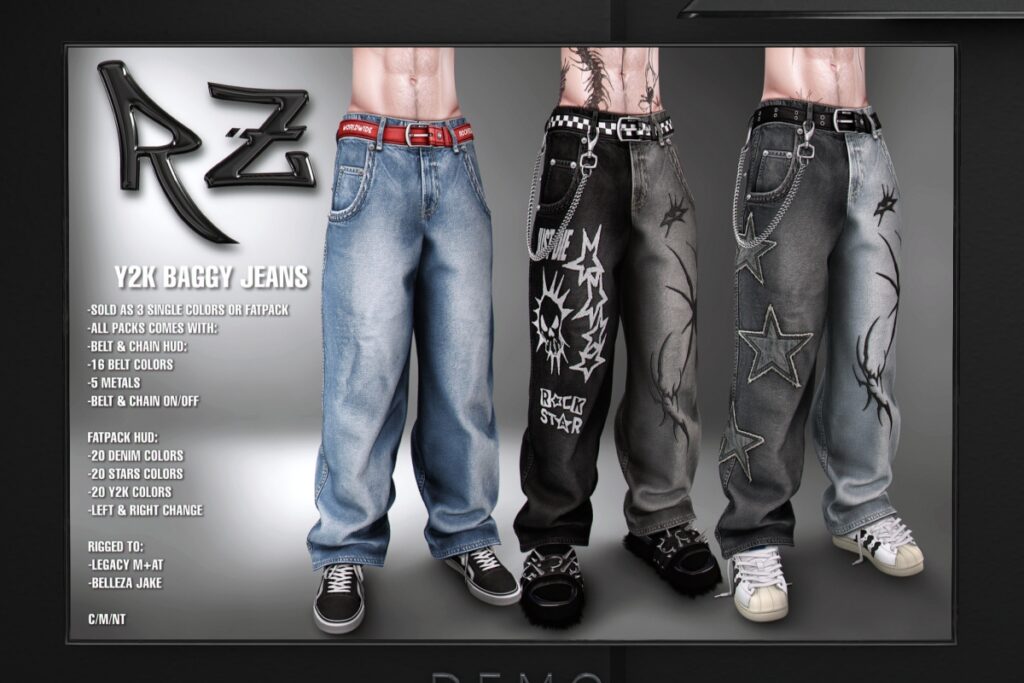 Y2K Baggy Jeans - Jake/Legacy/+mods, L$380 each/L$1780 FP