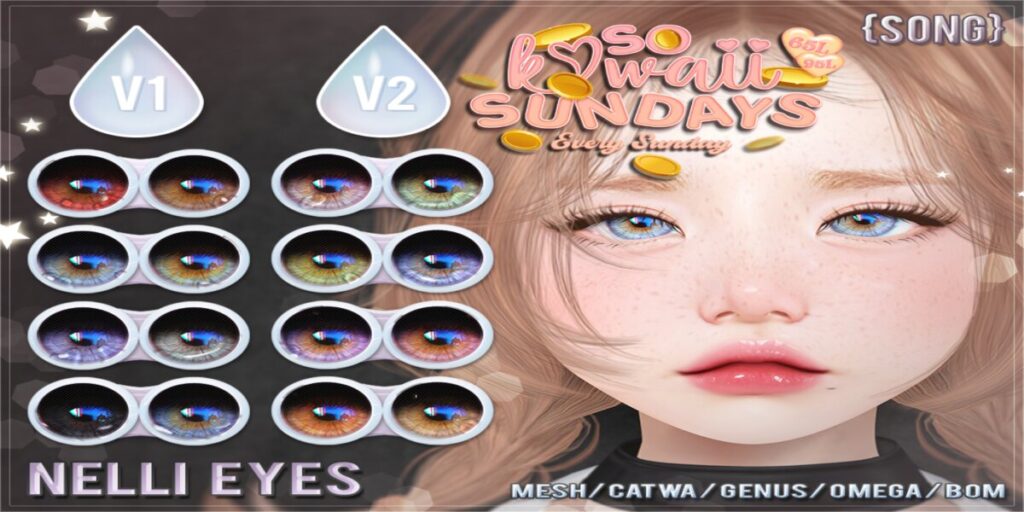 Nelli Eyes - BOM/Catwa/Genus/Mesh/Omega	&lt;a href=&quot;https://maps.secondlife.com/secondlife/Land%20Rentals/223/83/1064&quot; target=&quot;_blank&quot;&gt;Teleport&lt;/a&gt;