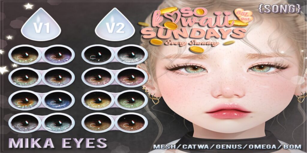 Mika Eyes - BOM/Catwa/Genus/Mesh/Omega	&lt;a href=&quot;https://maps.secondlife.com/secondlife/Land%20Rentals/223/83/1064&quot; target=&quot;_blank&quot;&gt;Teleport&lt;/a&gt;