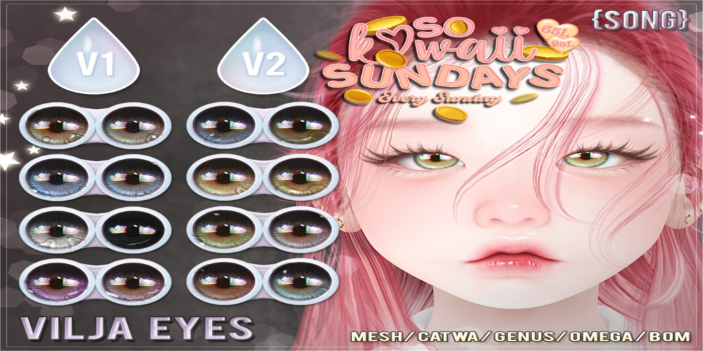Vilja Eyes - BOm/Catwa/Genus/Mesh/Omega	&lt;a href=&quot;https://maps.secondlife.com/secondlife/Land%20Rentals/223/83/1064&quot; target=&quot;_blank&quot;&gt;Teleport&lt;/a&gt;