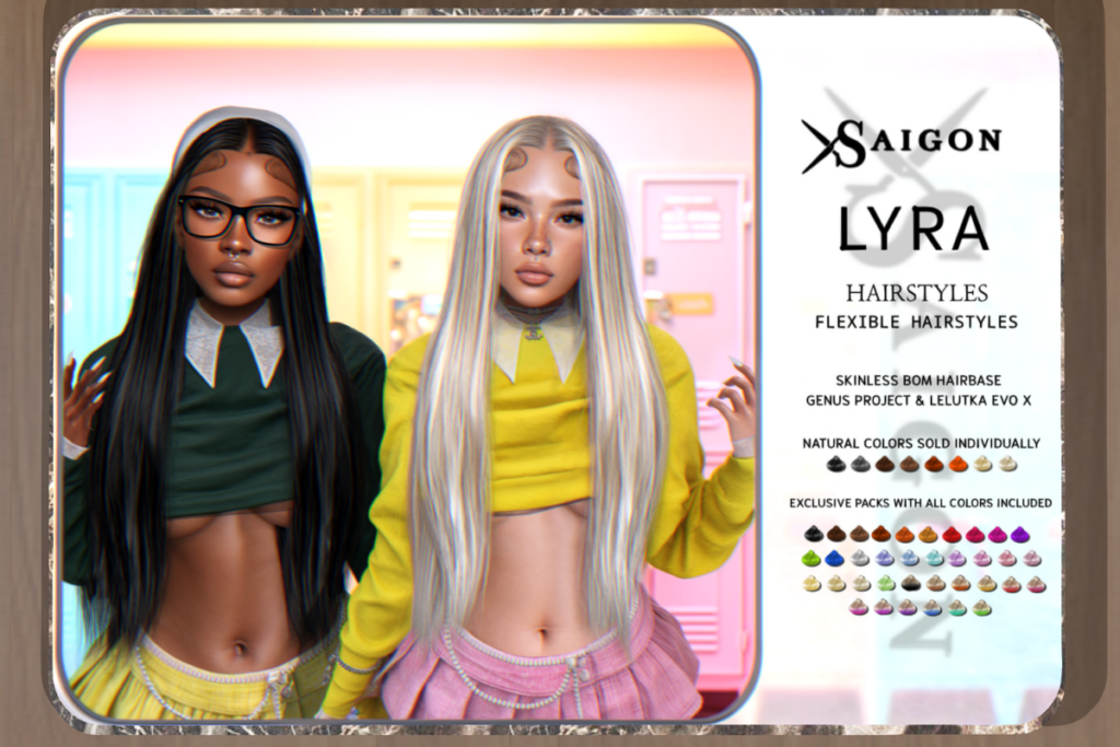 Lyra Hairstyle with Hairbase - EvoX/Genus, L$299 each/L$689 FP