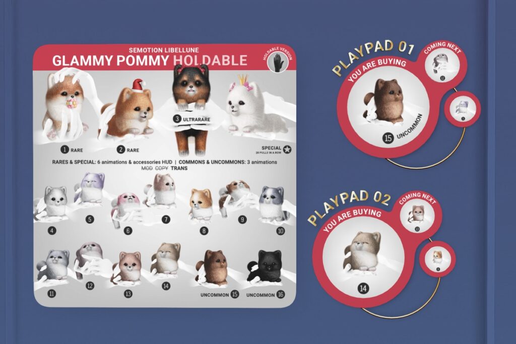Glammy Pommy Holdable, L$89 per Play