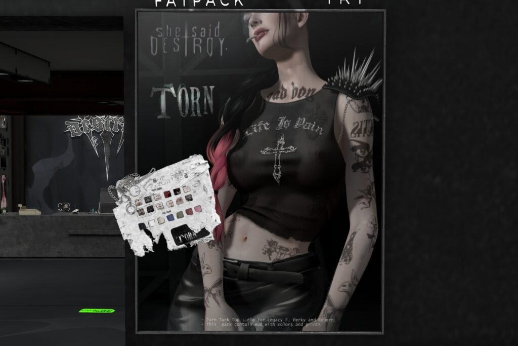Torn Tank Top - Legacy/Reborn/+mods	&lt;a href=&quot;http://maps.secondlife.com/secondlife/Shadows/146/159/23&quot; target=&quot;_blank&quot;&gt;Teleport&lt;/a&gt;