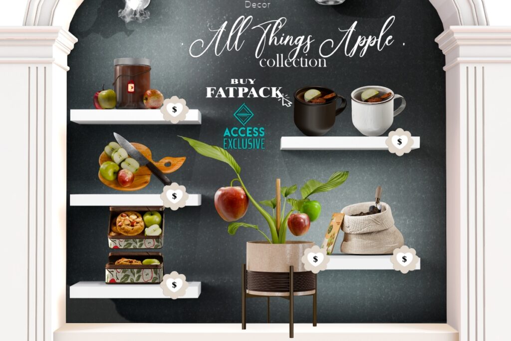 All Things Apple Decor Set, L$189-L$289 each/L$649 FP
