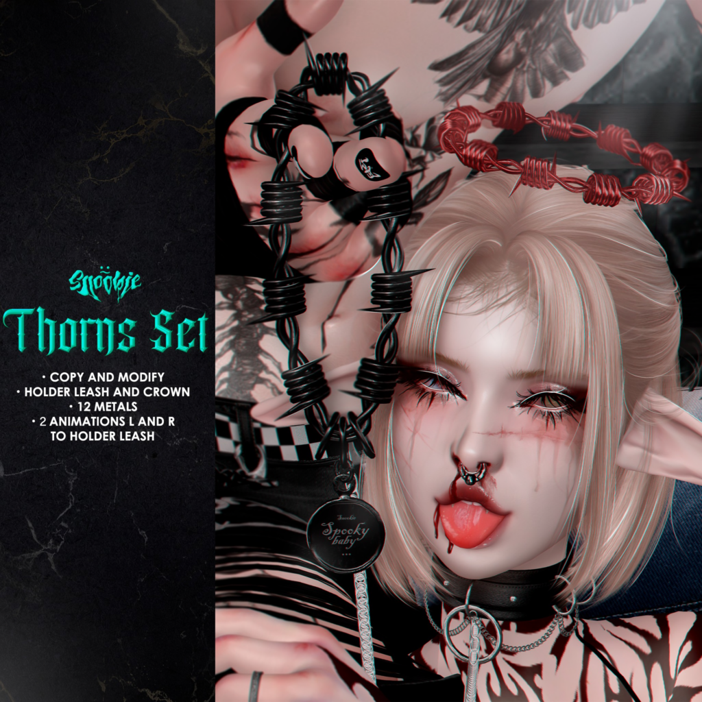 Thorns Accessories	&lt;a href=&quot;http://maps.secondlife.com/secondlife/Cookies/208/188/2221&quot; target=&quot;_blank&quot;&gt;Teleport&lt;/a&gt;