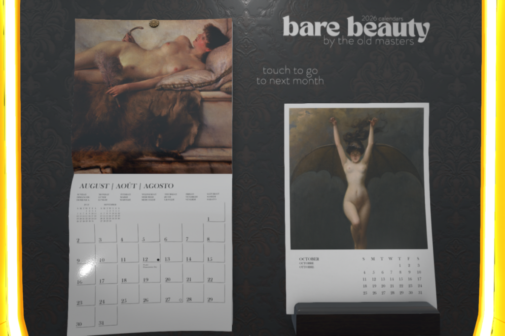 Bare Beauty Calendars, L$190 each/L$290 FP