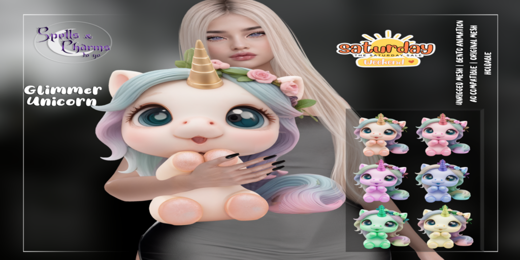 Glimmer Unicorn Holdable	&lt;a href=&quot;http://maps.secondlife.com/secondlife/Starfall/49/26/2501&quot; target=&quot;_blank&quot;&gt;Teleport&lt;/a&gt;